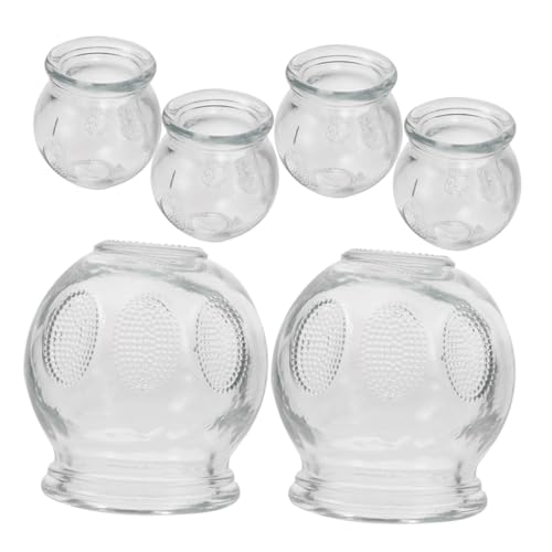 Veemoon 6pcs Glass Cupping Set for Massage Reusable Cupping Cups for Back and Face for Self-Care and Muscle Relief Glass Cups