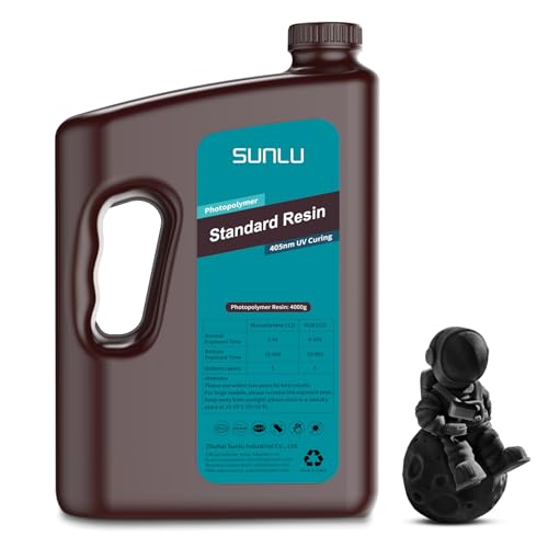 Image of SUNLU 3D Printer Resin 4kg, Fast Curing Standard 3D Resin for LCD DLP SLA Resin 3D Printers, 395 to 405nm UV Curing 3D Printing Liquid Photopolymer Resin, Low Shrinkage, High Precision, 4000g, Black