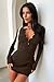 OQQ Long Sleeve Mini Dress Women Ribbed Tummy Control Club Party Dresses 2025 Fall Winter Staple Darkbrown