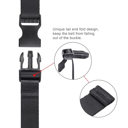 Image of Vigorport Utility Straps Quick Release Nylon Backpack Accessory Bag Strap,Adjustable for Hiking,Travel,Outdoor Sports-4 Pack (Black, 1 inch W-60 L)