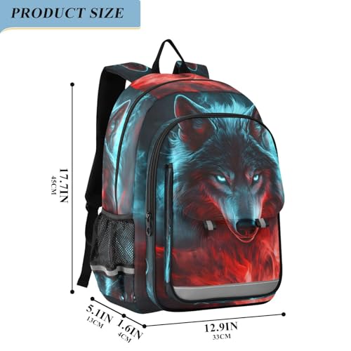 Laptop Backpack Fashion Travel Backpack for Women Men Wolf Fire School Backpack for Teens Boys Girls,Water Resistant & Lightweight2