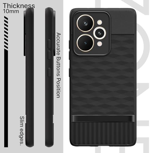 Image of Pikkme Back Cover for Realme 15 Pro 5G Camera Protection 3D Hexa Cube Design Silicone Protective Bumper Case (Black)