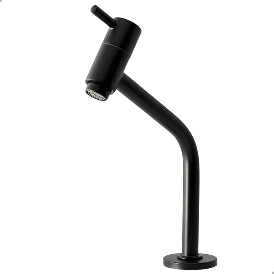 SOFTINOX Torneira Banheiro Lavabo Alta/Baixa Metal Premium Design Moderno (Preto Fosco, Baixa)