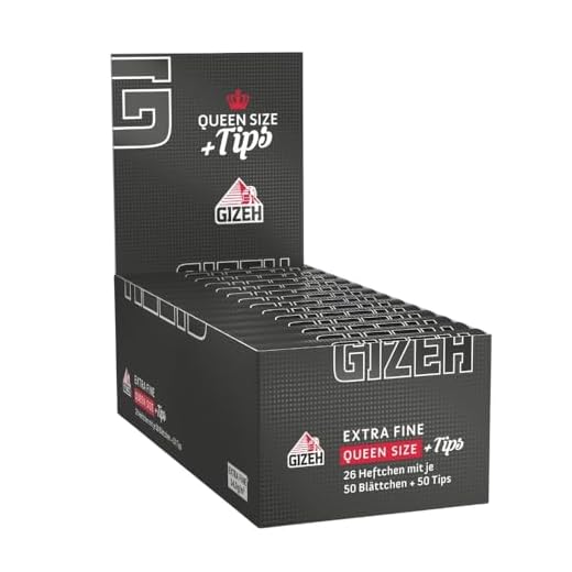 GIZEH BLACK Queen Size Slim + Tips - Blättchen zum Drehen - Packung mit Magnetverschluss, recyclebar - 26er Pack á 50 Premium Rolling Paper (14 g/m²) + 50 Tips