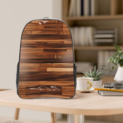 Sac à dos transparent avec poches multiples et finitions grain de bois - 5