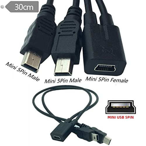 chenyang Mini USB Splitter Charging Cable, 0.98FT/0.3M, Supports Charging Two Mini USB Devices at Once, Black - Image 3