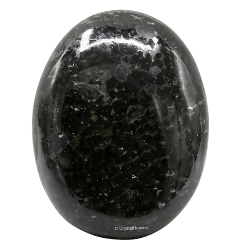 Image of Certified Nuummite Crystal Palm Pebbles Stones for Anxiety Stress Relief Massage - AAA Grade Original Healing Gemstone Agate Palm Stone for Yoga Meditation Spiritual Reiki Feng Shui