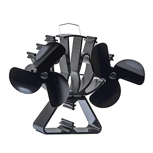 Ventilador de estufa con doble aspas para chimenea, 6 asas, doble motor, quemador de leña, con gran flujo de aire para leña/chimenea, ventilador de estufa de leña, económico y eficiente, grande, negro