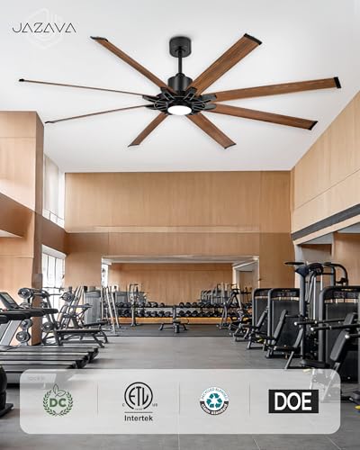 JAZAVA 84 Inch Large Ceiling Fan with Light, Industrial Ceiling Fan with 8 Aluminum Blades, Compatible with Alexa, 6-Speed Reversible DC Motor, Ideal for Covered Indoor Outdoor Spaces, ZCCF05AWD-84 thumbnail 9
