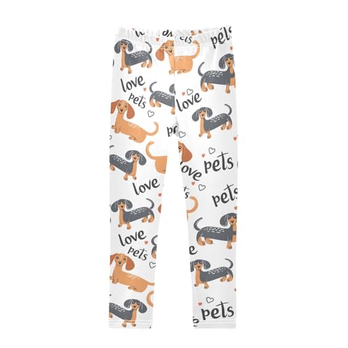Dachshund Dog Pets Love Girls Leggings Soft Stretch Workout Yoga Dance Pants for Kids Casual Tights