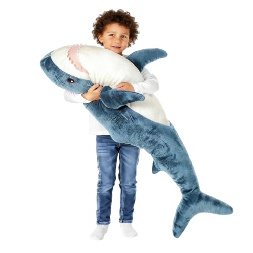 Image of 39.5 Inch SharkPlush Toy Pillow,Giant Shark Stuffed Animal,Soft Shark Pillow Cushion Shark Plush Pillow Chubby Stuffed Shark Toy,for Home Room Decor Kids Bedtime Gift Throw Pillow