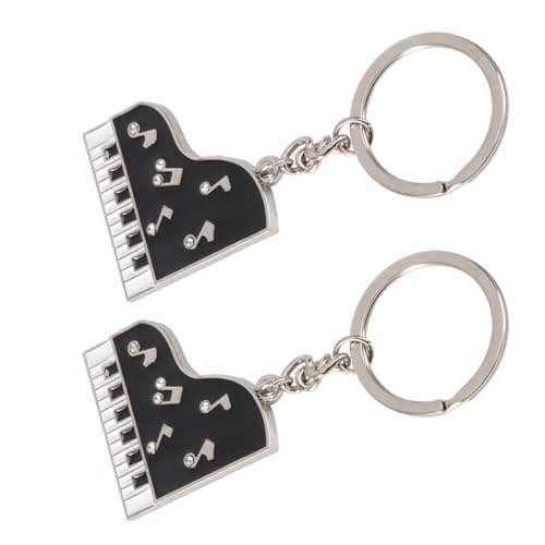 OUNONA Portachiavi Pianoforte a Forma di Tastiera Set 2 Pezzi in Lega di Zinco Resistente Doppio Anello Ciondolo Decorativo per Borsa e Chiavi Accessorio Musicale per Appassionati e