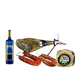 Cesta Regalo Navidad, Cesta de Empresa + Jamon +Vino + Chorizo + Salchichon + Queso + Lote Gourmet Jamón Supreme Corazón Extremeño