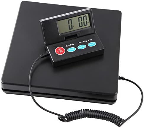 25cm*25cm Black Stainless steel Platform 50KG 110lb / 2g 0.1oz Digital Heavy Duty Large Capacity Weighing Platform Scale for Postal Industrial Commercial Shop Kitchen Letter Parcels Luggage Scales