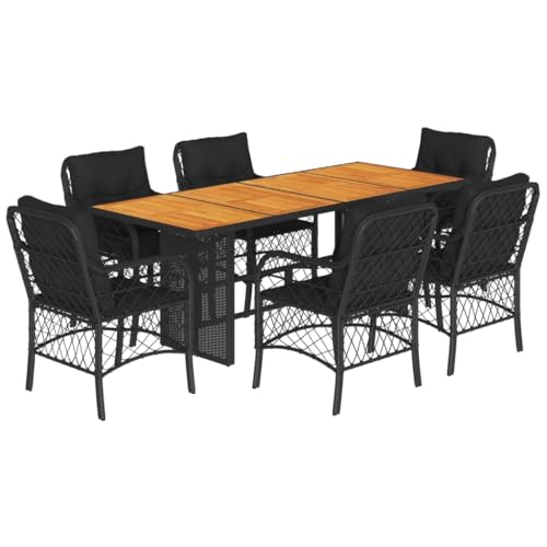Kangmusi 3212072 - Conjunto de comedor de jardín con cojín (ratán), color negro