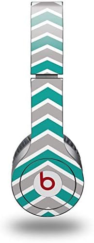 Skin Decal Wrap Works with Original Beats Solo HD Headphones Zig Zag Teal and Gray Skin Only (Headphones NOT Included)
