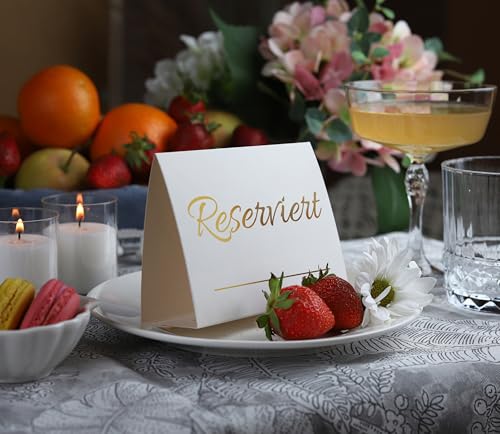 20er-Pack moderne weiße Tisch reserviert-Schilder mit goldenen Buchstaben – Reserviert-Schilder für Hochzeiten – Hochzeitszubehör