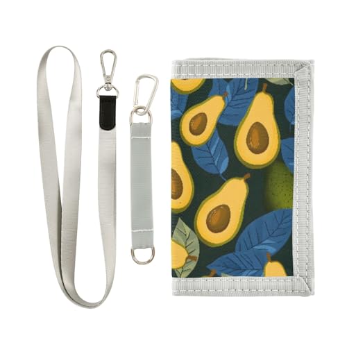 ALAZA Kids Wallets for Boys Girls Toddler Trifold Wallet Children Small Avocado Blue Leaves with Zipper Coin Pocket