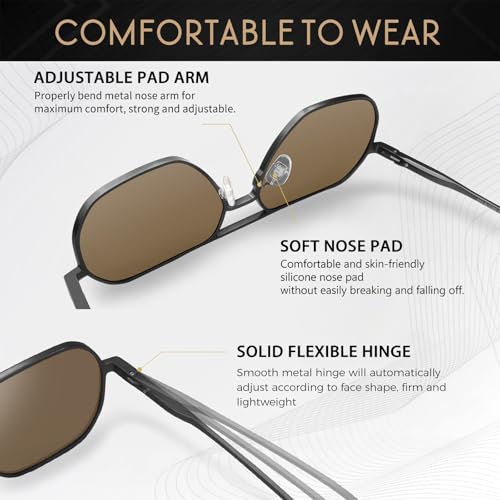 Image of SUNGAIT Polygon Aviator Sunglasses for Men Polarized Trendy Square Sun Glasses Retro Pilot Shades UV Protection