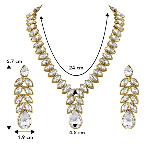 Image of Peora Traditional Crystal Necklace & Jewellery Set Gift for Women