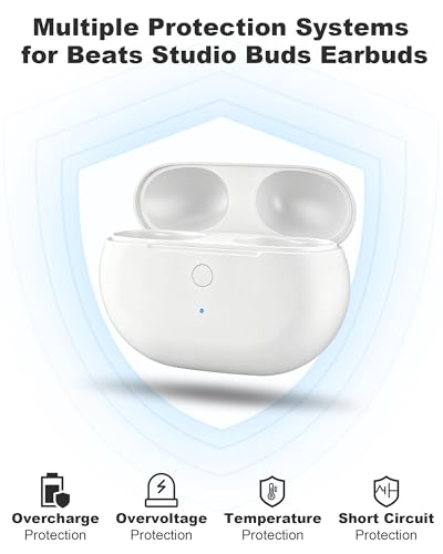 Image of Charging Case Replacement for Beats Studio Buds - Earbuds Charger Case with Bluetooth Pairing Sync Button, 660mAh Battery (Earbuds Not Included), White