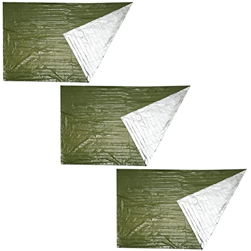 BUGUUYO 3pcs Heavy Duty Waterproof Reflective Emergency Blanket for Outdoor Adventure Hiking and Emergency Preparedness