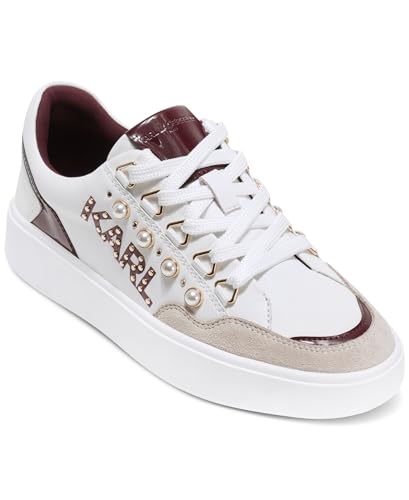 KARL LAGERFELD Women's Stazie Lace-up Sneaker with Pearl Embellishments