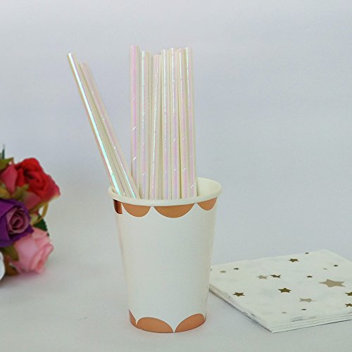 Pitillos de Papel de Fiesta Iridiscente Rosa, Paquete 100 miniatura 4