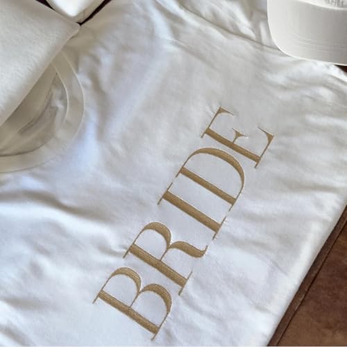 Custom Embroidered Bride and Groom Sweatshirt, Personalized Crewneck, Wife Mrs Sweatshirt, Multicolor3