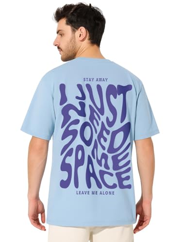 Image of Veirdo Cotton Drop Shoulder Round Neck Oversized Baggy Fit Front & Back Graphic Printed Half Sleeve T-Shirt Men (Available in from S to 2XL)