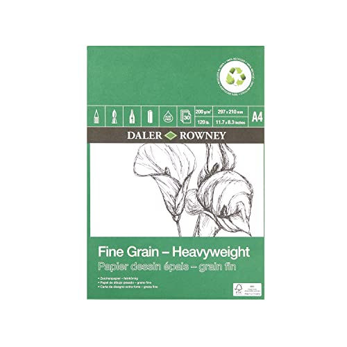 Daler Rowney Eco Papel para Dibujo, Pesado Grano Fino Encolado A4...