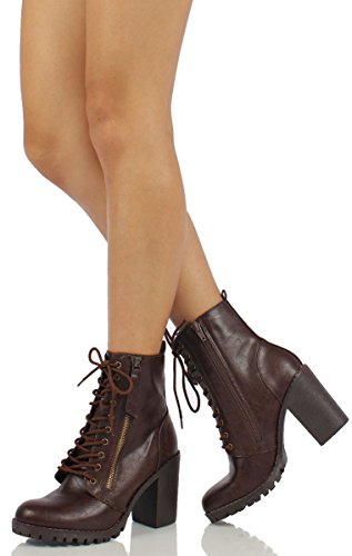 Image of Soda Women's Malia Faux Lace Up Chunky Lug Sole Combat Boot