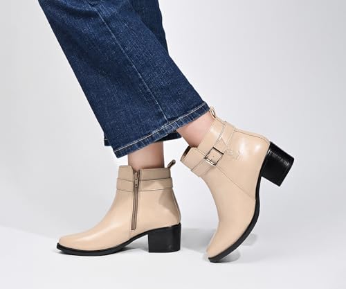 Image of LOUIS STITCH Women's Mid-Top Ankle Boots | Elegant Buckle Chelsea Boots with Zipper| Slip-On Boots for Women | Boot for Casual Outings| LSLD-CLBT