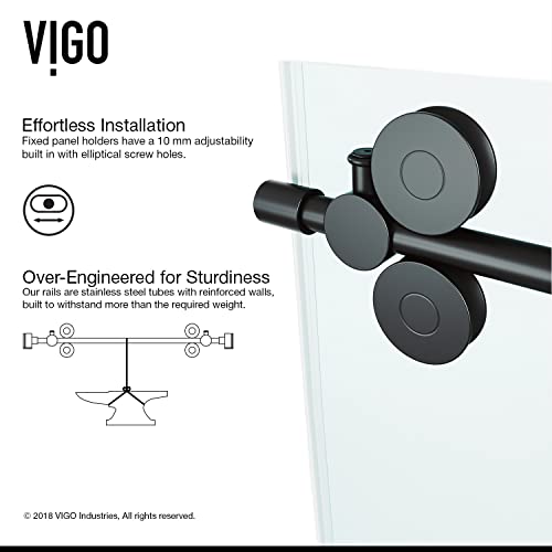 Vigo Adjustable 64-68 In. W X 73.5 In. H Elan Frameless Sliding Rectangle Shower Door With Clear Tempered Glass And St. Steel Hardware In Matte Black Finish With Reversible Handle - Vg6041Mbcl6874 #TOP6