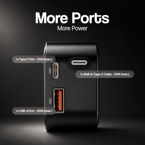 Image of Ambrane 96W Car Charger with InBuilt Retractable Cable, 3-in-1 Car Charger, 33W Type C PD, 30W USB For iPhone, Macbook Air, Android, Earbuds, Other Devices, PD & PPS Fast Charging (Charge CR96, Black)