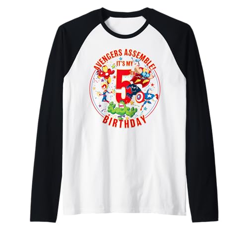 T-shirt Avengers Assemble 5th Birthday : t-shirt baseball raglan Marvel garçon 5 ans