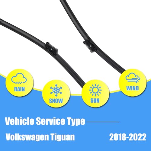 Image of Gavimnal Silicone Wiper Blades Replacement For Volkswagen Tiguan 18-22 | 25 inch+22 inch Front & 15 inch Rear, All-Weather, Streak-Free, OE-fit, Quiet, Easy One-Click Install