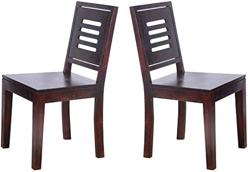 Image of Varsha Furniture Solid Sheesham Wood Dining Chair for Dining Room Set of 2 | Wooden Study Chairs | Multipurpose Chair (Mahogany Finish)