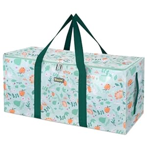 BALEINE Extra Large Storage Tote with Zippers & Carrying Handles, Heavy-Duty Oxford Fabric Moving Bags for Laundry, Space Saving, Storage, Spring Stroll