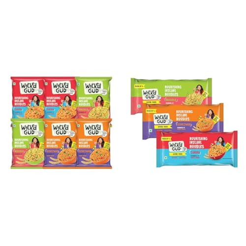 Image of WickedGud Nourishing Instant Noodles Range, Pack of (69 gm x 6) | Whole Wheat | Whole Wheat | No Mai +