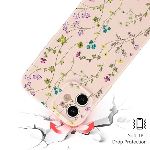 Image of RALEAVO Floral Case for iPhone 12, Flower Branch Pattern Design Cute Cover Case for Girls Women Slim Thin Soft Silicone Shockproof Anti-Slip Phone Case for iPhone 12 (6.1 inch),Pink | for iPhone 12 Case with Cute Flower Branch Pattern Design,Pretty Case for Girls Women,Soft Silicone Shockproof Cover