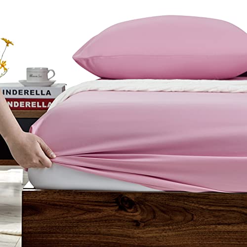 FreshCulture Queen Fitted Sheets, Bulk Pack of 6, Deep Pocket, Soft Microfiber Bottom Sheets for Home, Salons, Hotels, Queen Size Fitted Sheets Only (Dusty Pink)