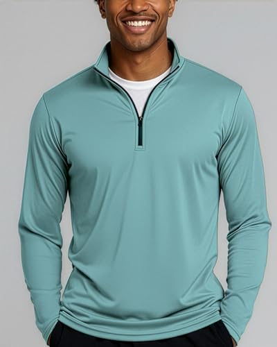 Image of Real Essentials 3 Pack: Men's Dry-Fit Active Quarter Zip Long Sleeve Athletic Performance Pullover (Available in Big & Tall)