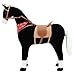 Produktbild Sweety Toys 10349 Plüsch Pferd XXL Riesen Stehpferd Reitpferd Blacky Größe ca.105 cm Kopfhöhe bis 80 kg belastbar, Farbe schwarz mit weisser Mähne und Schweif mit Sattel und Pferdedecke Zaumzeug