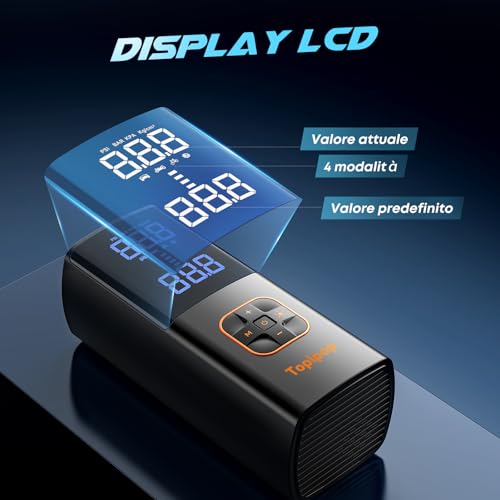 Topipop Compressore Aria Portatile 150 Psi, Pompa Elettrica Per Bicicletta A Batteria Per Auto/Bici/Moto/Palloni, Mini Compressore Portatile Con 4 Modalità, Include Powerbank E Luce Di Emergenza, Nero - 4