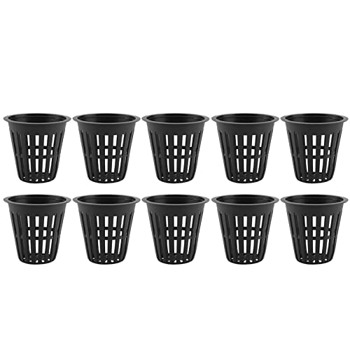 10 Teile / Satz Pflanzenschalen Töpfe Durable Kunststoff Gartennetz Kindergarten Eimer Korb für Hydrokultur Garten Balkon Pflanzen(Black)