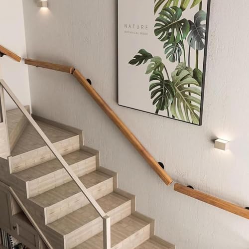 Wooden Stair Safety Rail, Wall-Mounted Indoor/Outdoor Guard for Elderly & Children, 3ft Bar Loft Kindergarten Corridor Protection