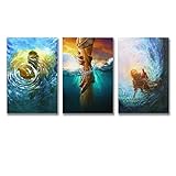 3 Piece Jesus Christ Wall Art Hand of Gods Reaching Into Water Posters Prints Poster Decorative Painting Canvas Wall Art Room Posters Office Decorations 08x12inch(20x30cm)