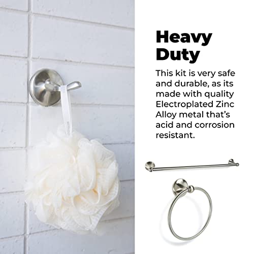 Wholesaleplumbing 4-Piece Bathroom Hardware Accessory Set With 24" Towel Bar - Satin Nickel #TOP6