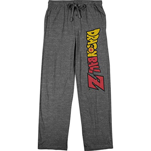 Dragon Ball Z Classic Text Logo Men's Graphite Heather Drawstring Sleep Pajama Pants